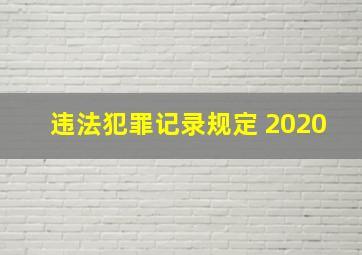 违法犯罪记录规定 2020